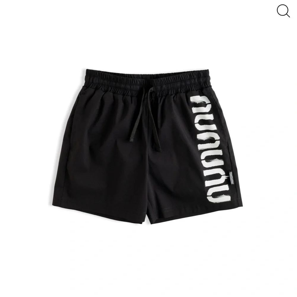 nununu Black Kids Swim Trunks with White Logo